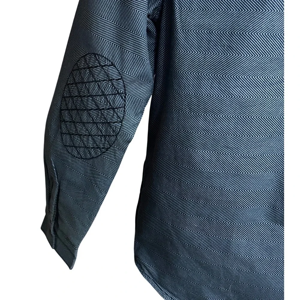 Vans Quilted Shirt Jacket Youth Medium Grey White Herringbone Lined‎ Puffer